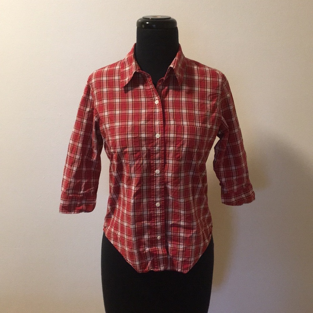 VTG 90s American Eagle 3/4 sleeve Plaid Shirt, S